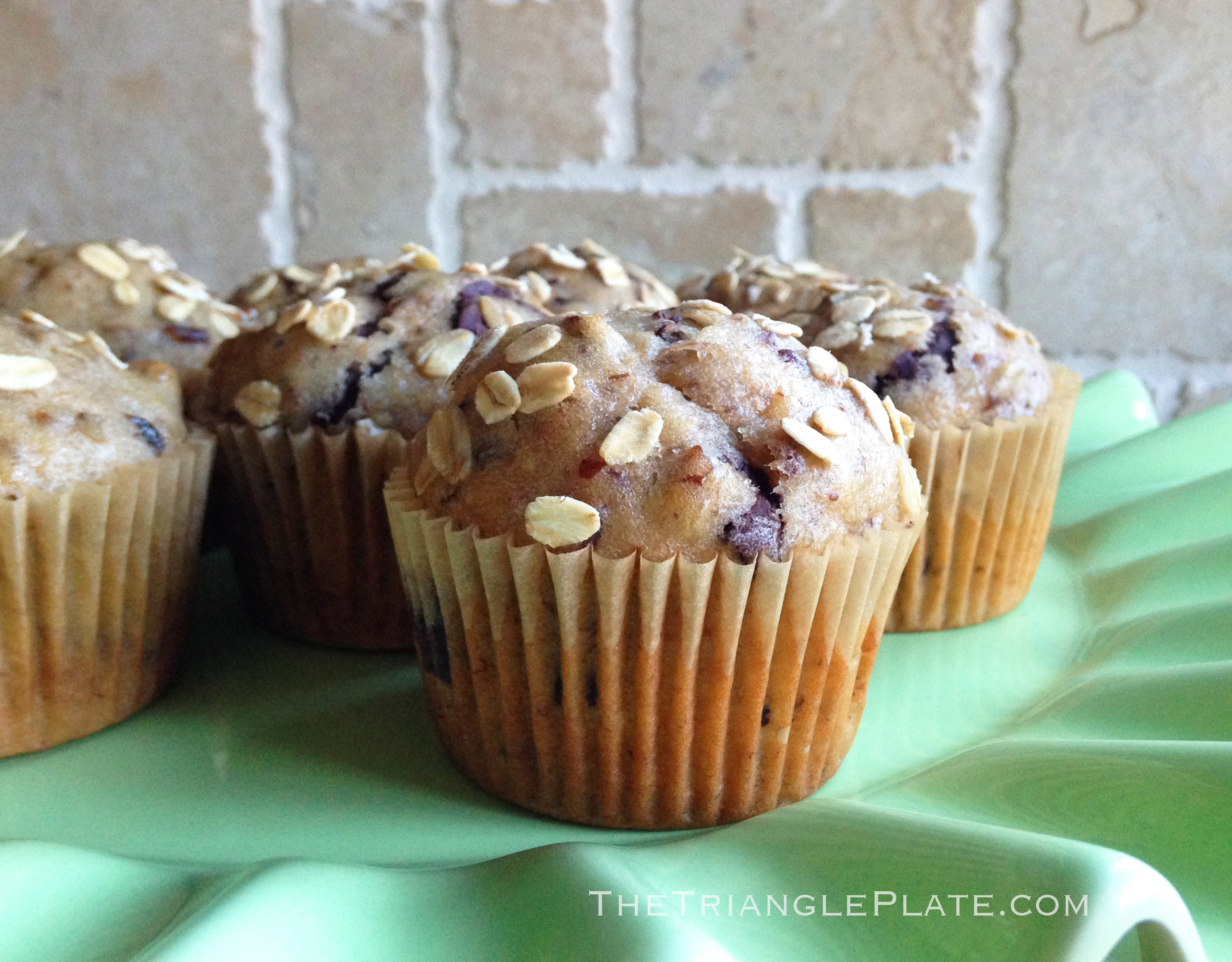 Triangular Muffin Banana Chocolate Pecan Muffins | The Triangle Plate